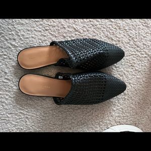 Black Woven Mules